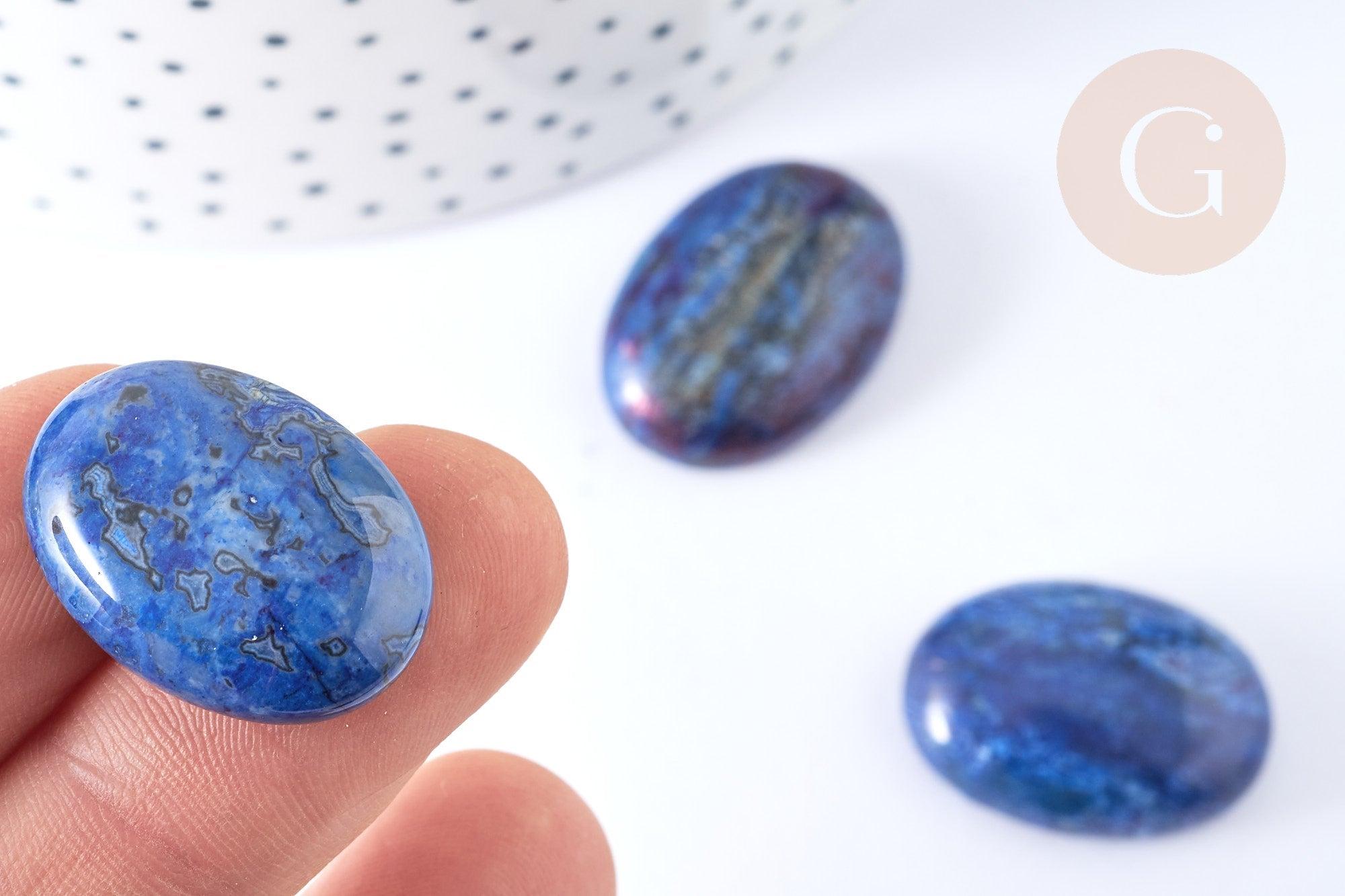 Cabochon ovale jaspe ondulé bleu foncé 25mm, x1 (G7652)
