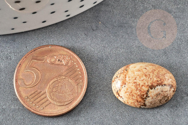 Cabochon ovale jaspe paysage naturel 13x18mm, x1 (G2062)