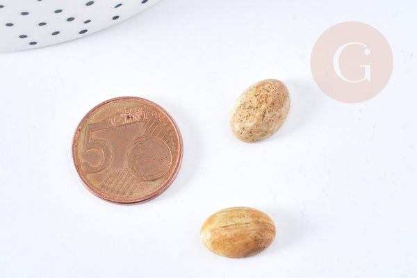 Cabochon ovale jaspe paysage naturel 14x10mm, x1 (G8660)