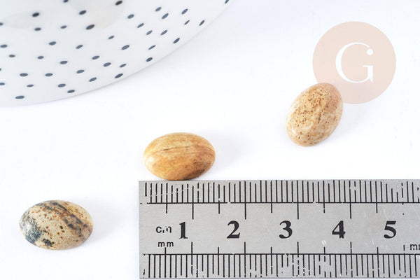 Cabochon ovale jaspe paysage naturel 14x10mm, x1 (G8660)