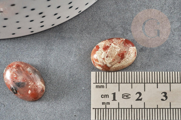Cabochon ovale jaspe rayé bréchique naturel 18x13mm, x1 (G2238)