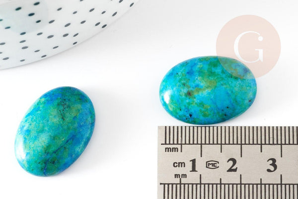 Cabochon ovale jaspe sésame bleu naturel 25x18mm, x1 (G2908)