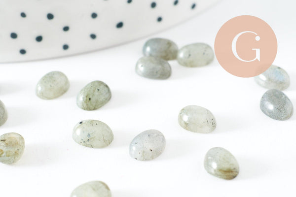 Cabochon ovale labradorite naturelle 8x6mm, création bijoux pierre naturelle, x1 (G10176)
