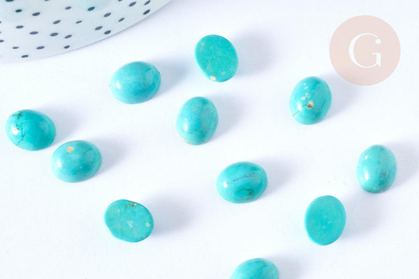 Cabochon ovale magnésite naturelle teintée bleue ciel 10mm,x1 (G7654)