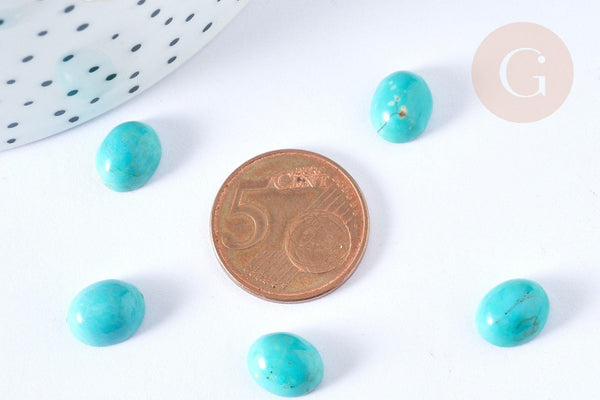 Cabochon ovale magnésite naturelle teintée bleue ciel 10mm,x1 (G7654)