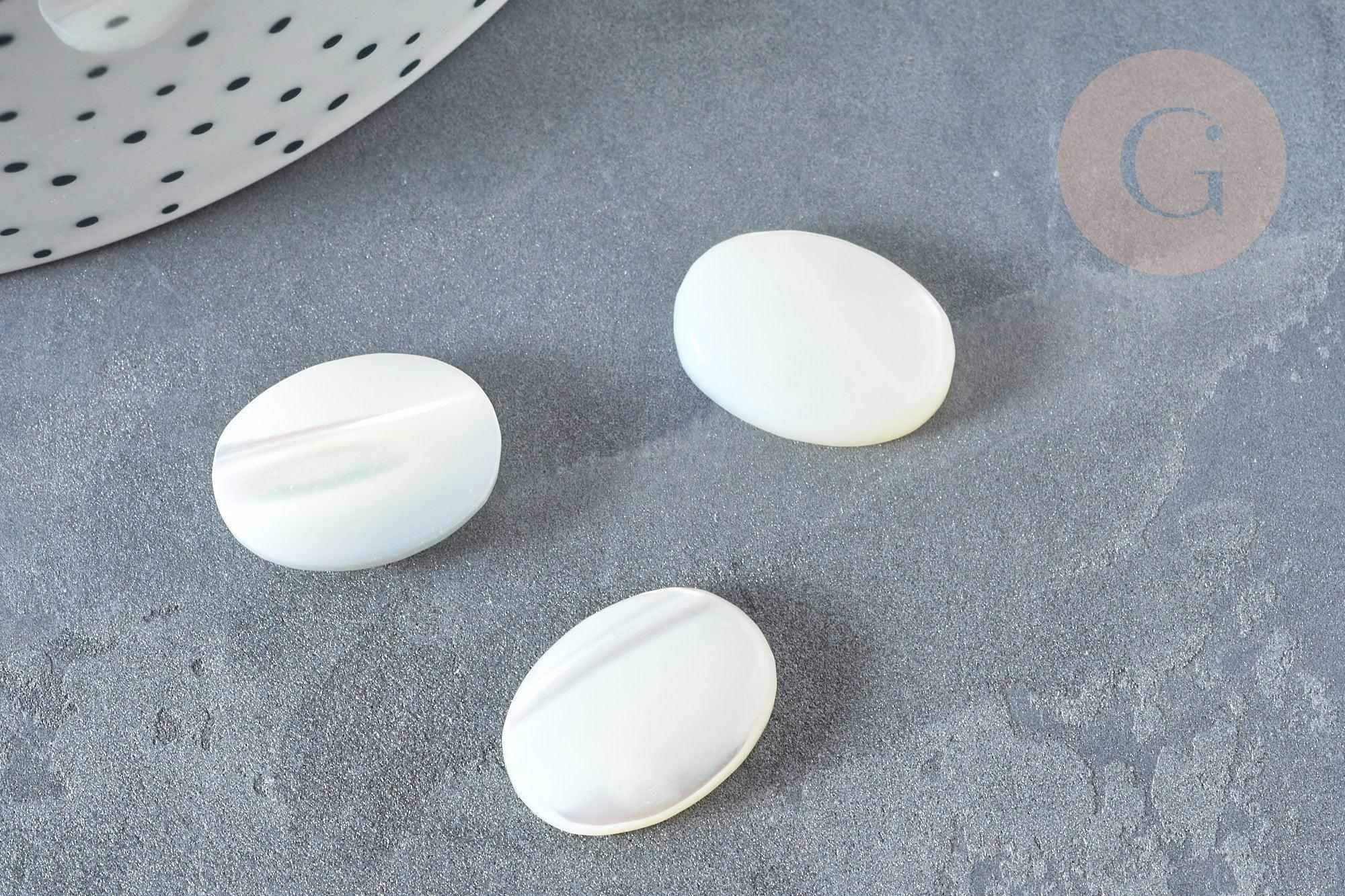 Cabochon ovale nacre blanche 18x13x4.5mm, x1 (G7376)