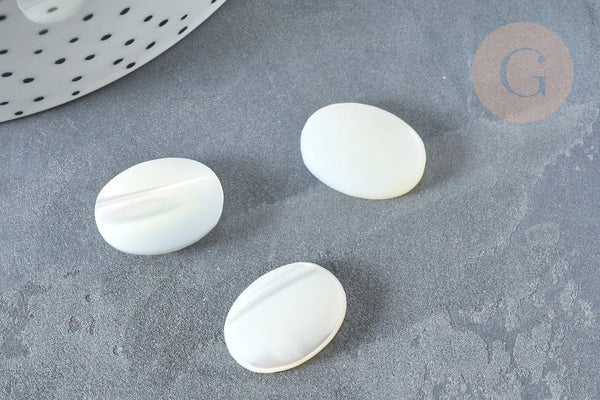 Cabochon ovale nacre blanche 18x13x4.5mm, x1 (G7376)