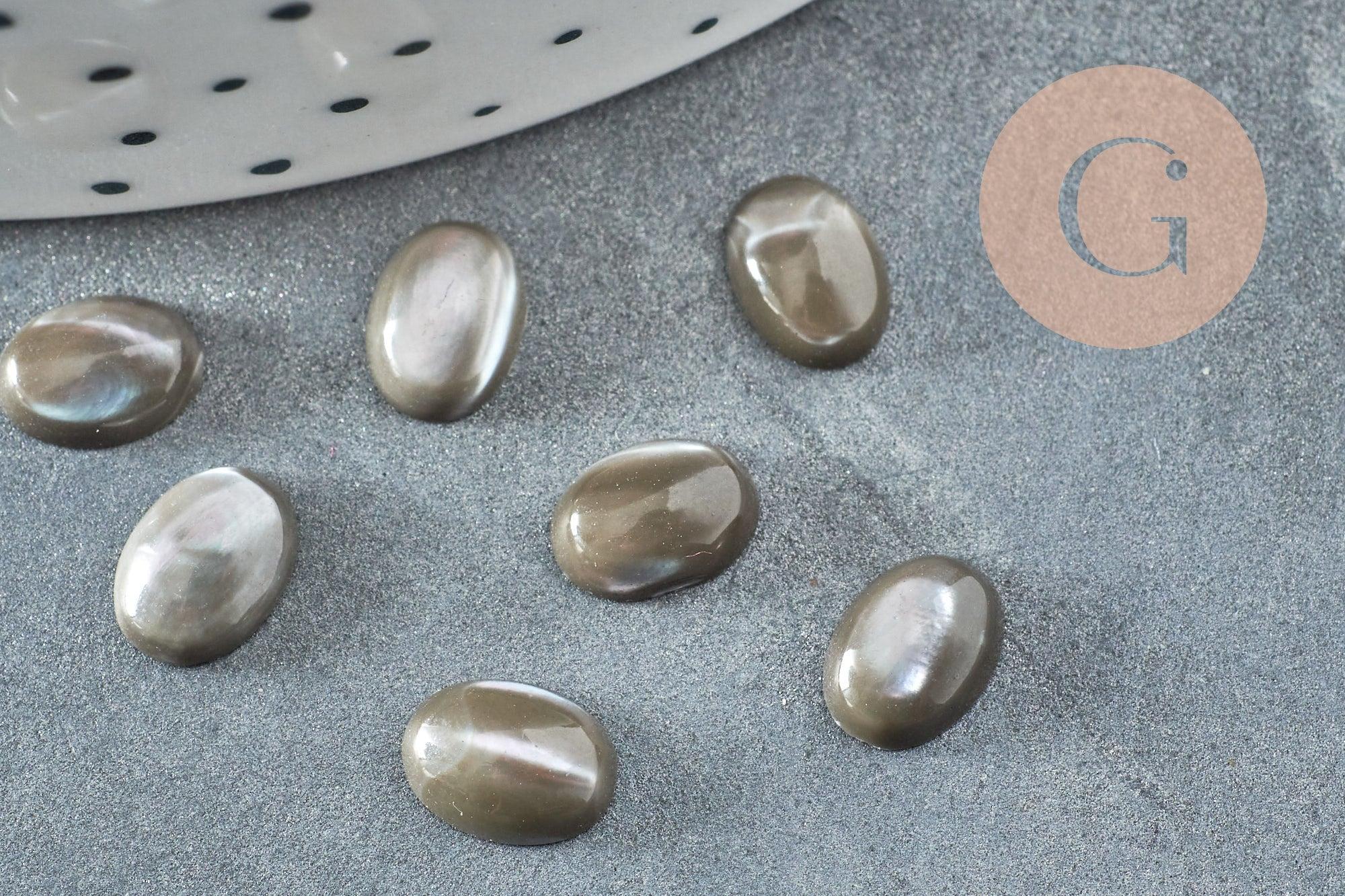 Cabochon ovale nacre noire naturel 8x6mm, x1 (G1083)