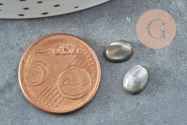 Cabochon ovale nacre noire naturel 8x6mm, x1 (G1083)