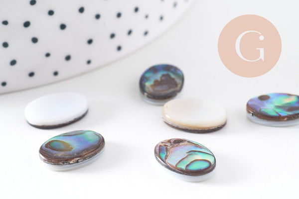 Cabochon ovale nacre noire naturelle ormeau 14mm, x1 (G5905)