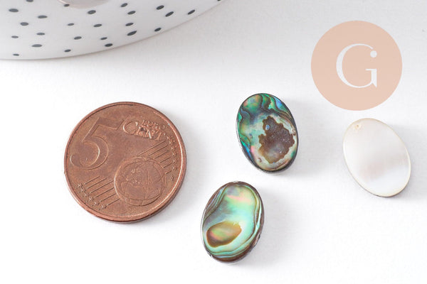 Cabochon ovale nacre noire naturelle ormeau 14mm, x1 (G5905)