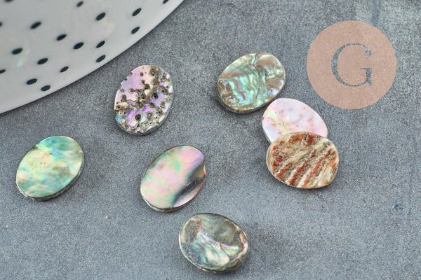 Cabochon ovale nacre noire ormeau naturel 10x8mm, x1 (G8687)