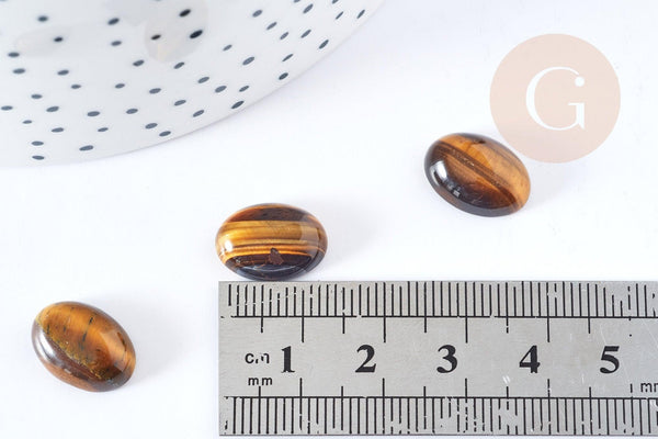 Cabochon ovale œil de tigre marron naturelle 14x10mm, x1 (G8659)