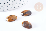 Cabochon ovale oeil de tigre naturel facetté 18x13mm, x1 (G8658)