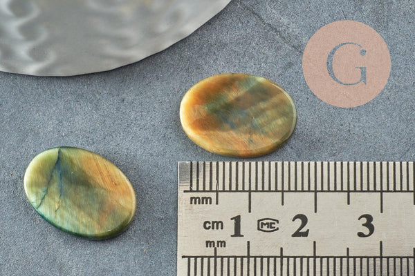 Cabochon ovale œil de tigre naturel marron ovale plat 13x18mm, x1 (G9969)
