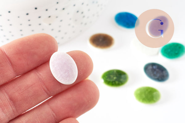Cabochon ovale porcelaine émaillée multicolore 11mmx9mm, x10 (G0407)