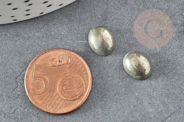 Cabochon ovale pyrite grise naturelle 10x8mm, x1 (G2053)