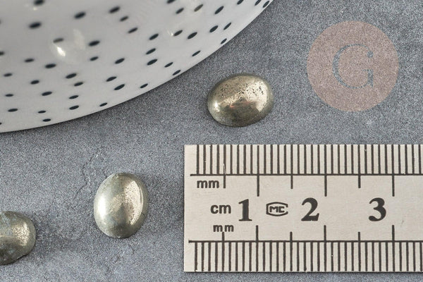 Cabochon ovale pyrite grise naturelle 10x8mm, x1 (G2053)