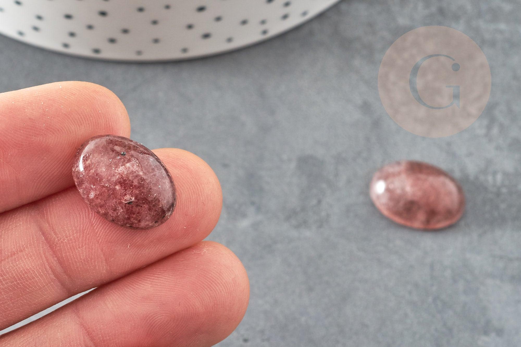 Cabochon ovale quartz fraise naturell 18x13mm, x1 (G2219)