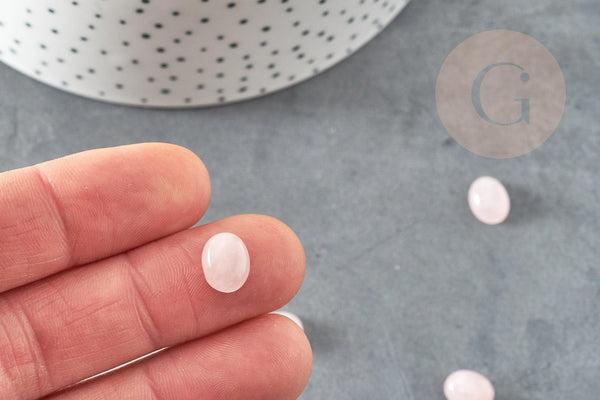 Cabochon ovale quartz rose naturel 10x8mm, x1 (G1712)