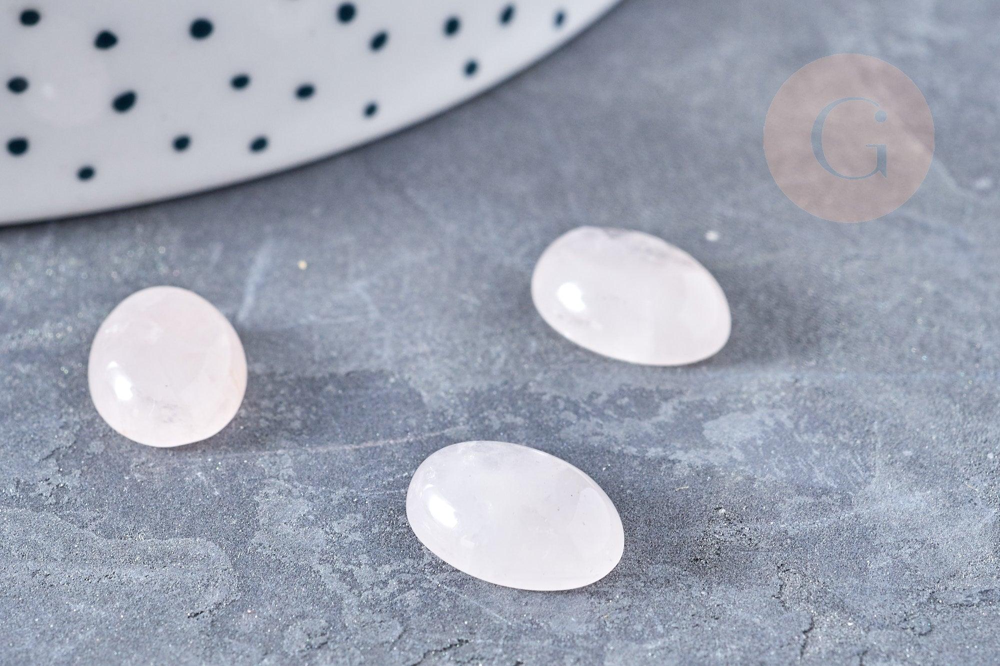Cabochon ovale quartz rose naturel 14 x10mm, x1 (G8690)