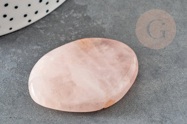 Cabochon ovale quartz rose naturel 43-50mm, x1 (G5056)