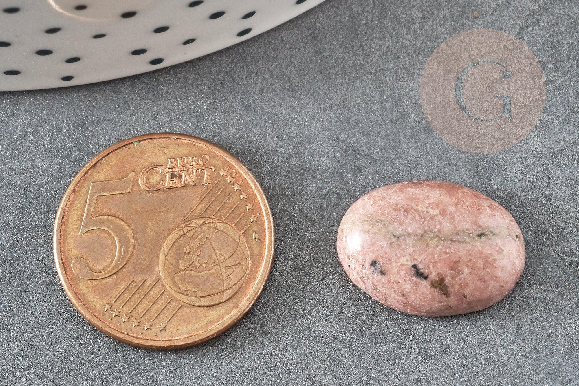 Cabochon ovale rhodonite naturelle 13x18mm, x1 (G2063)
