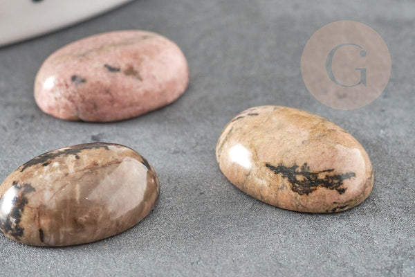 Cabochon ovale rhodonite naturelle 13x18mm, x1 (G2063)