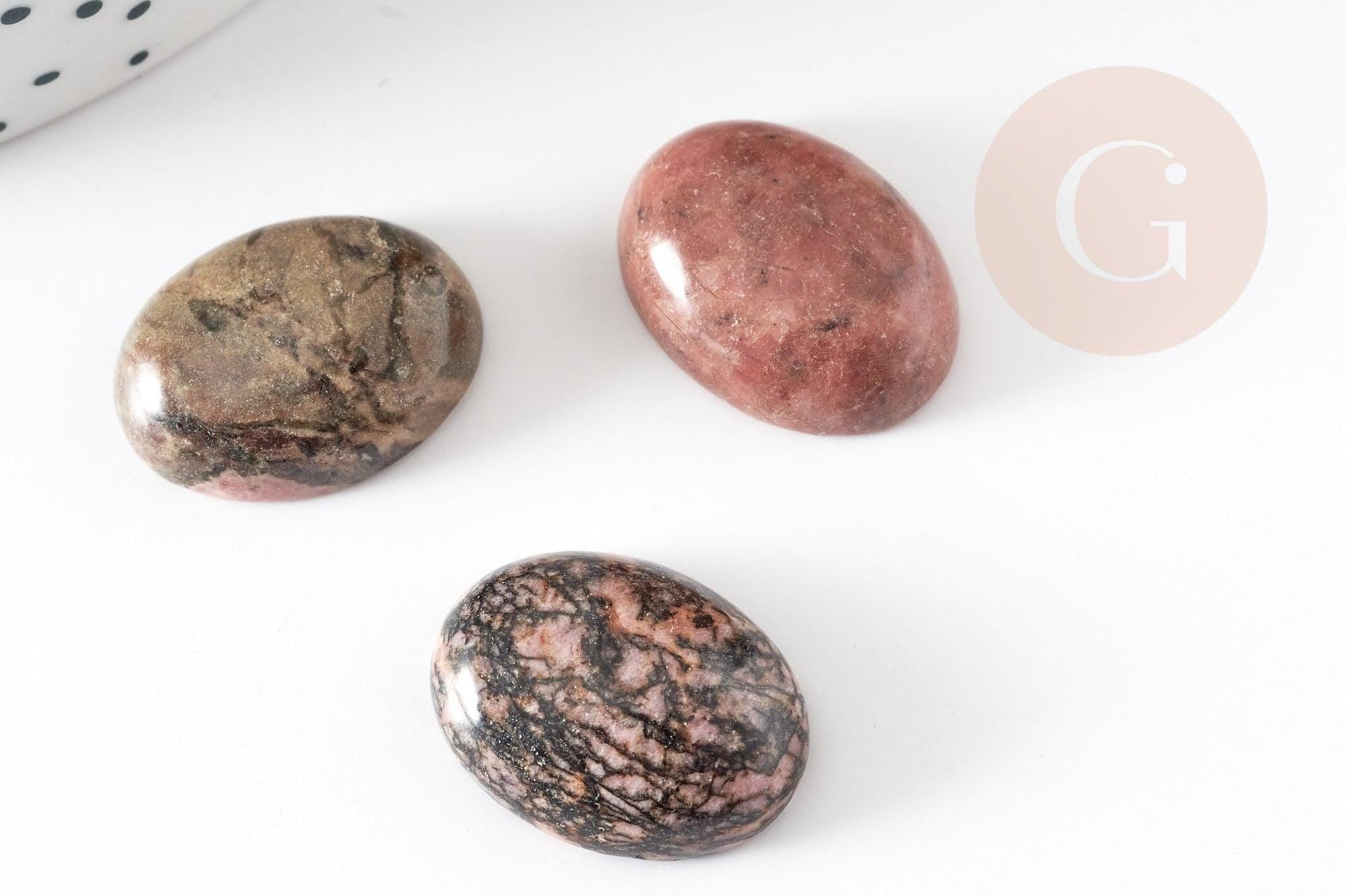 Cabochon ovale rhodonite naturelle 20x15mm, x1 (G2237)