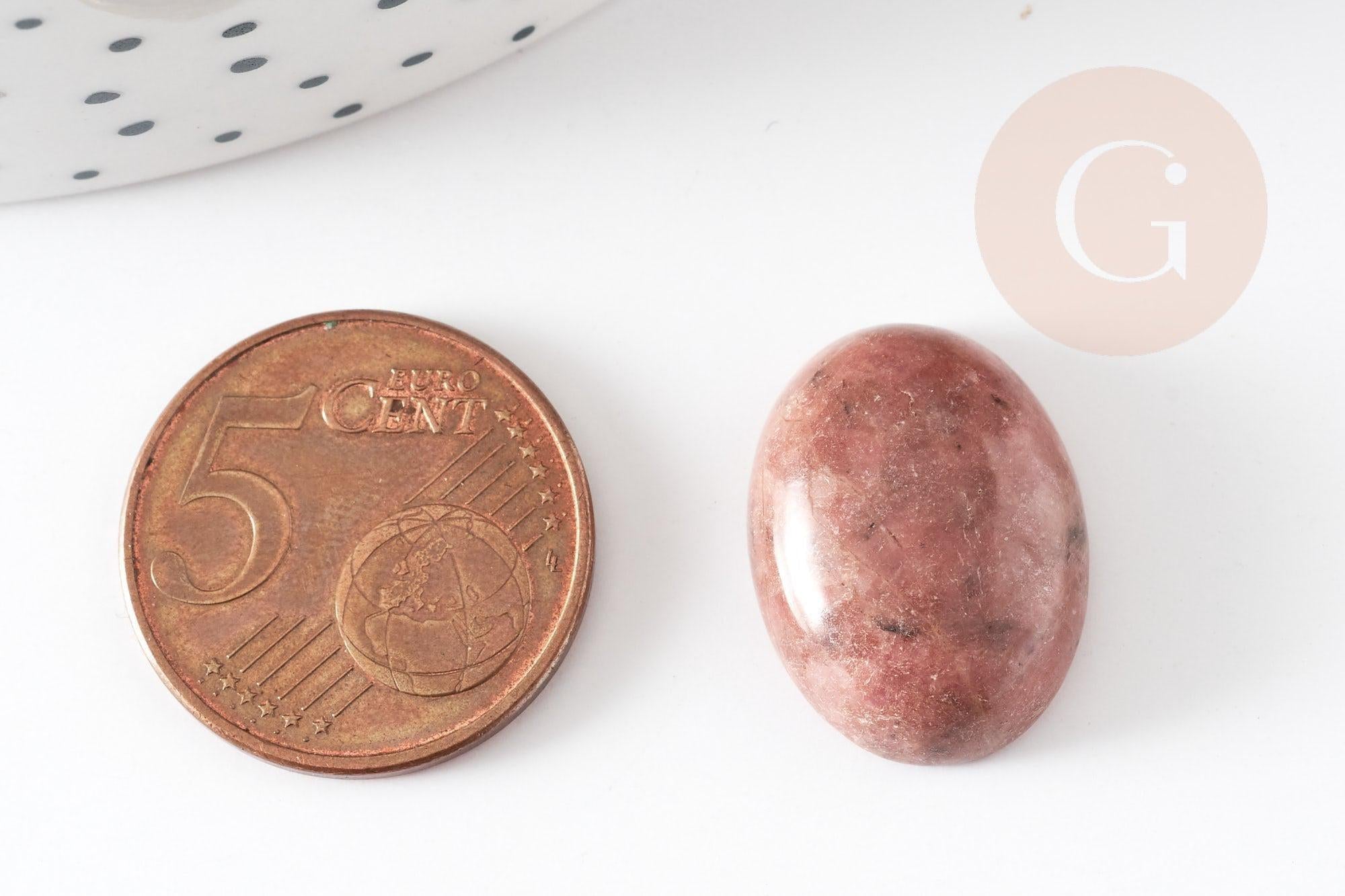 Cabochon ovale rhodonite naturelle 20x15mm, x1 (G2237)