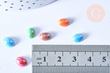 Cabochon ovale verre irisé multicolore 8x6mm, x10 (G8705)
