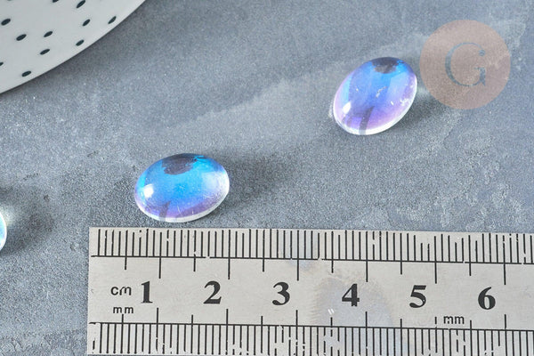 Cabochon ovale verre ovale clair AB 14mm, x1 (G8334)