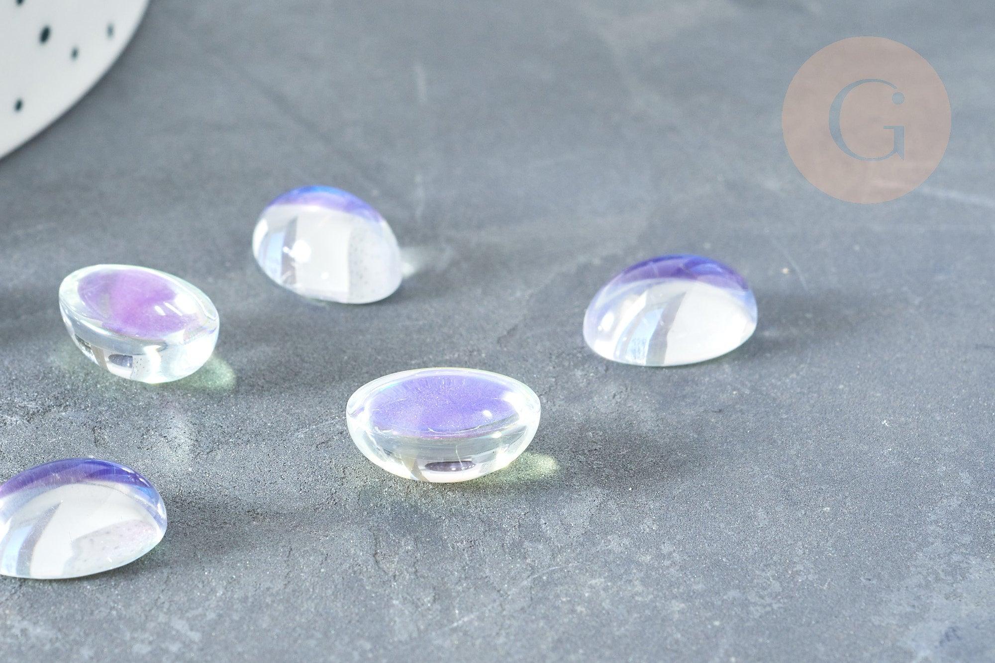 Cabochon ovale verre ovale clair AB 14mm, x1 (G8334)