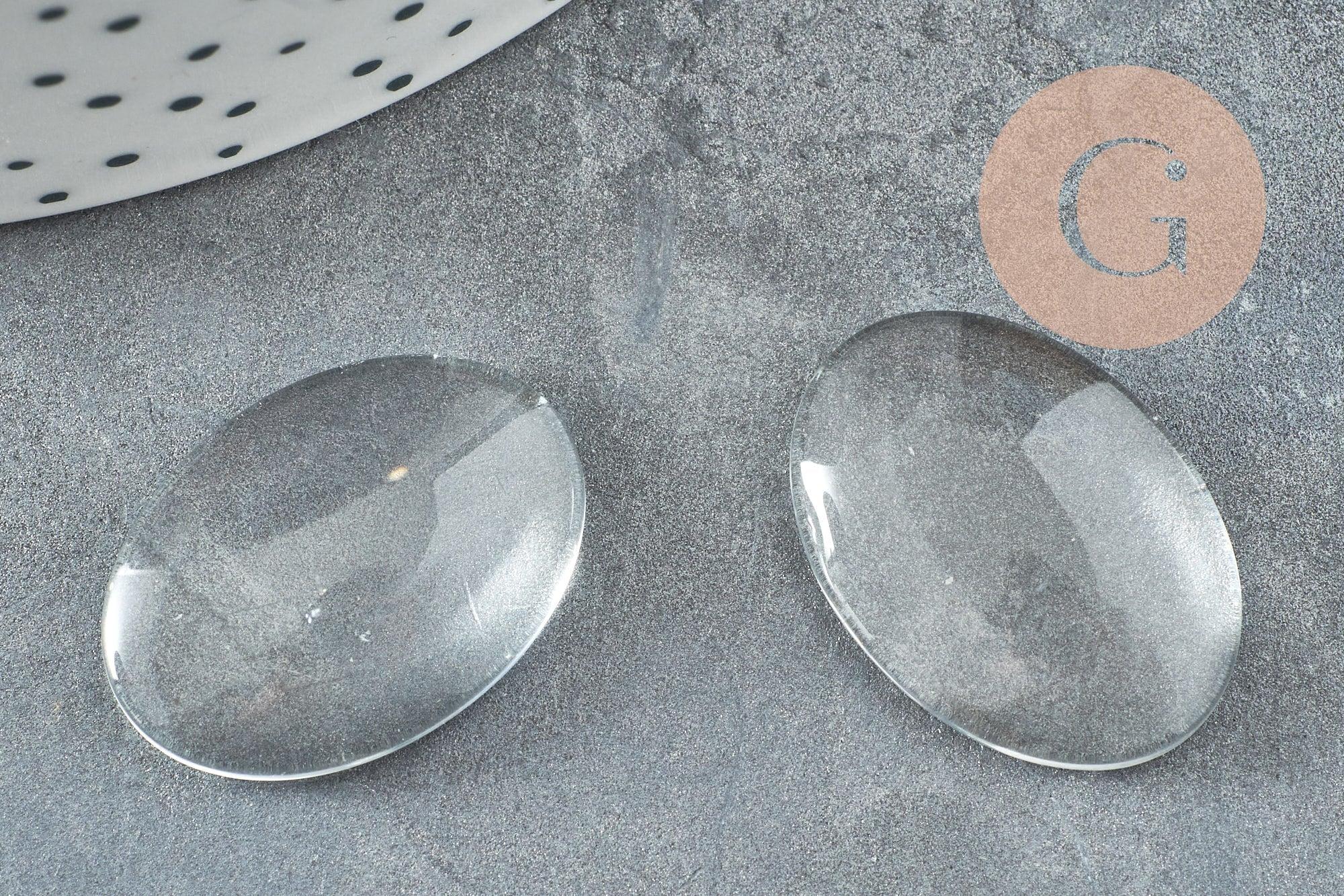 Cabochon ovale verre transparent 25mm, x10 (G0269)