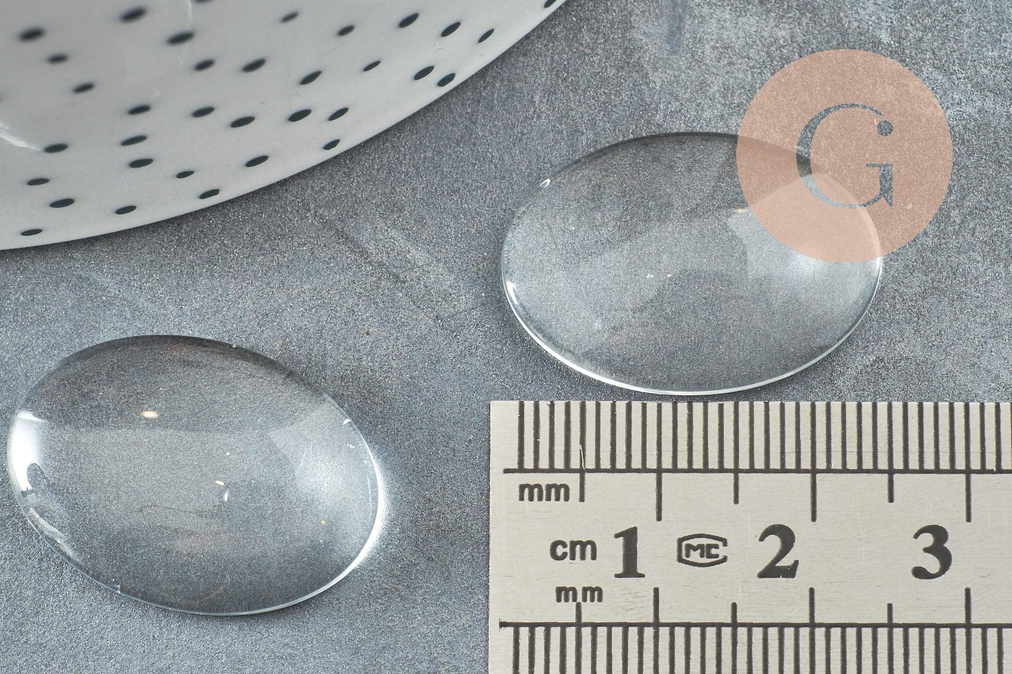 Cabochon ovale verre transparent 25mm, x10 (G0269)