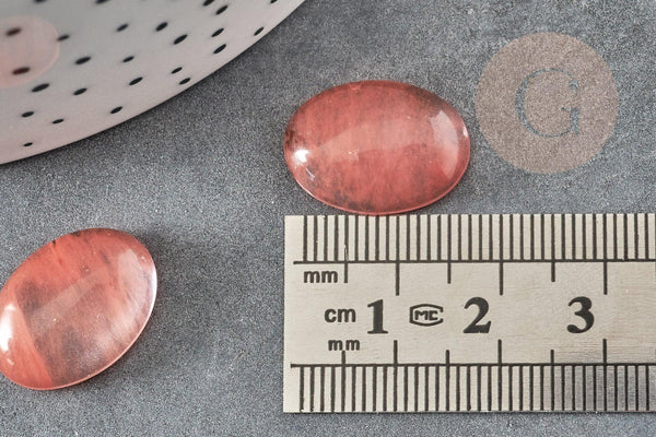 Cabochon ovale verre watermelon stone rose 13x18mm, x1 (G2396)