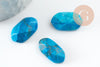 Cabochon rectangle howlite naturelle turquoise facetté 21.5mm, c x1 (G9963)