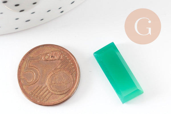 Cabochon rectangle onyx naturelle verte facetté 20x8mm, x1 (G9403)