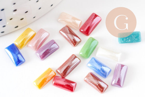 Cabochon rectangulaire verre irisé 10mmx5mm, x20 (G0795)