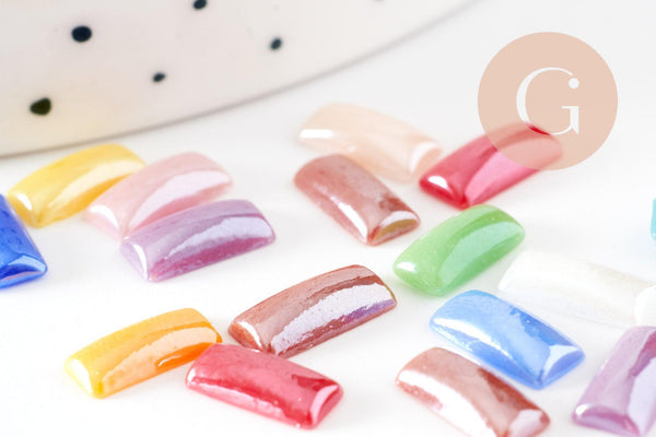 Cabochon rectangulaire verre irisé 10mmx5mm, x20 (G0795)