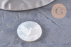 Cabochon rond Colombe nacre naturelle blanche gravé 15.5mm, x1 (G9971)