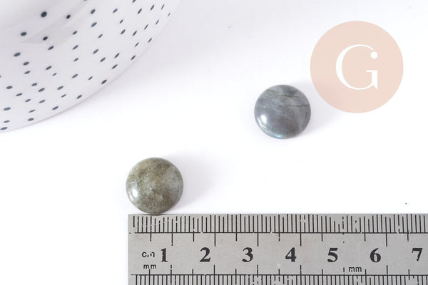 Cabochon rond Labradorite naturelle rond 14x8mm, x1 (G8942)