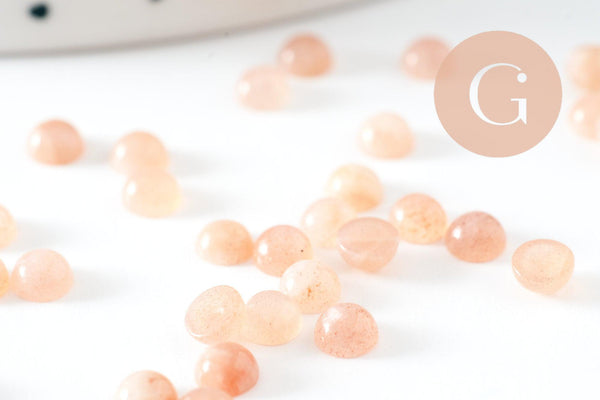 Cabochon rond Pierre du soleil naturelle 4mm, x1 (G10037)