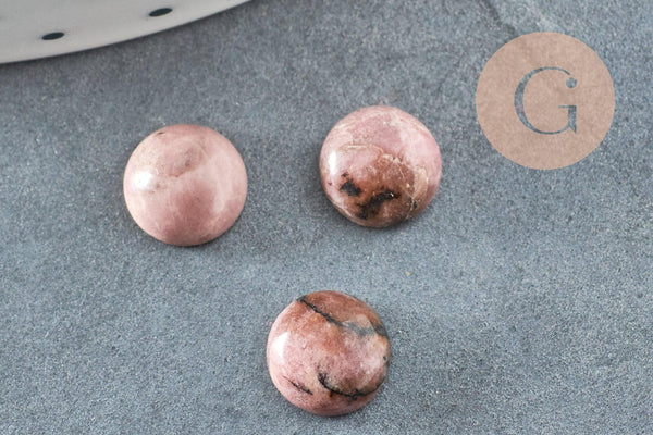 Cabochon rond Rhodochrosite naturelle 8mm, x1 (G8655)