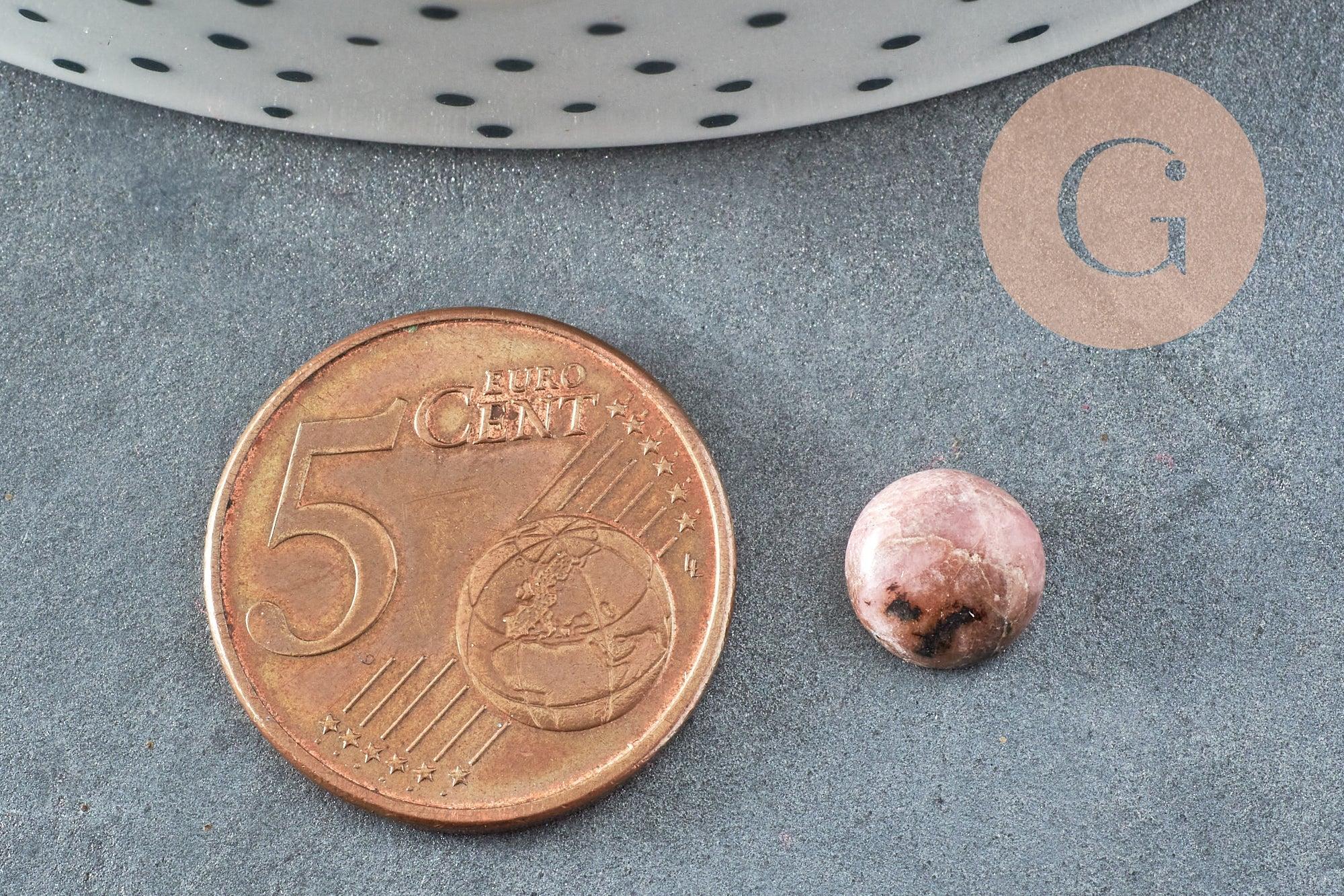 Cabochon rond Rhodochrosite naturelle 8mm, x1 (G8655)