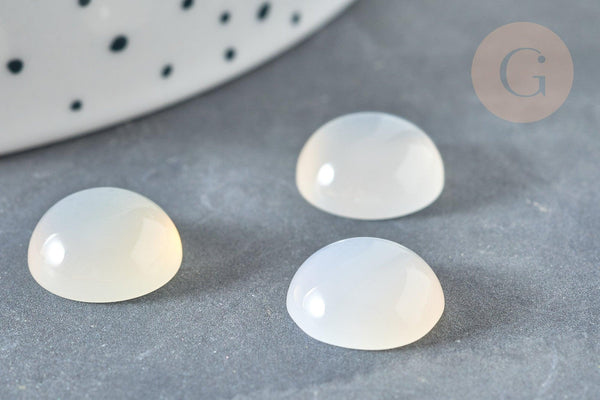 Cabochon rond agate blanche naturelle 12mm, x1 (G7375)