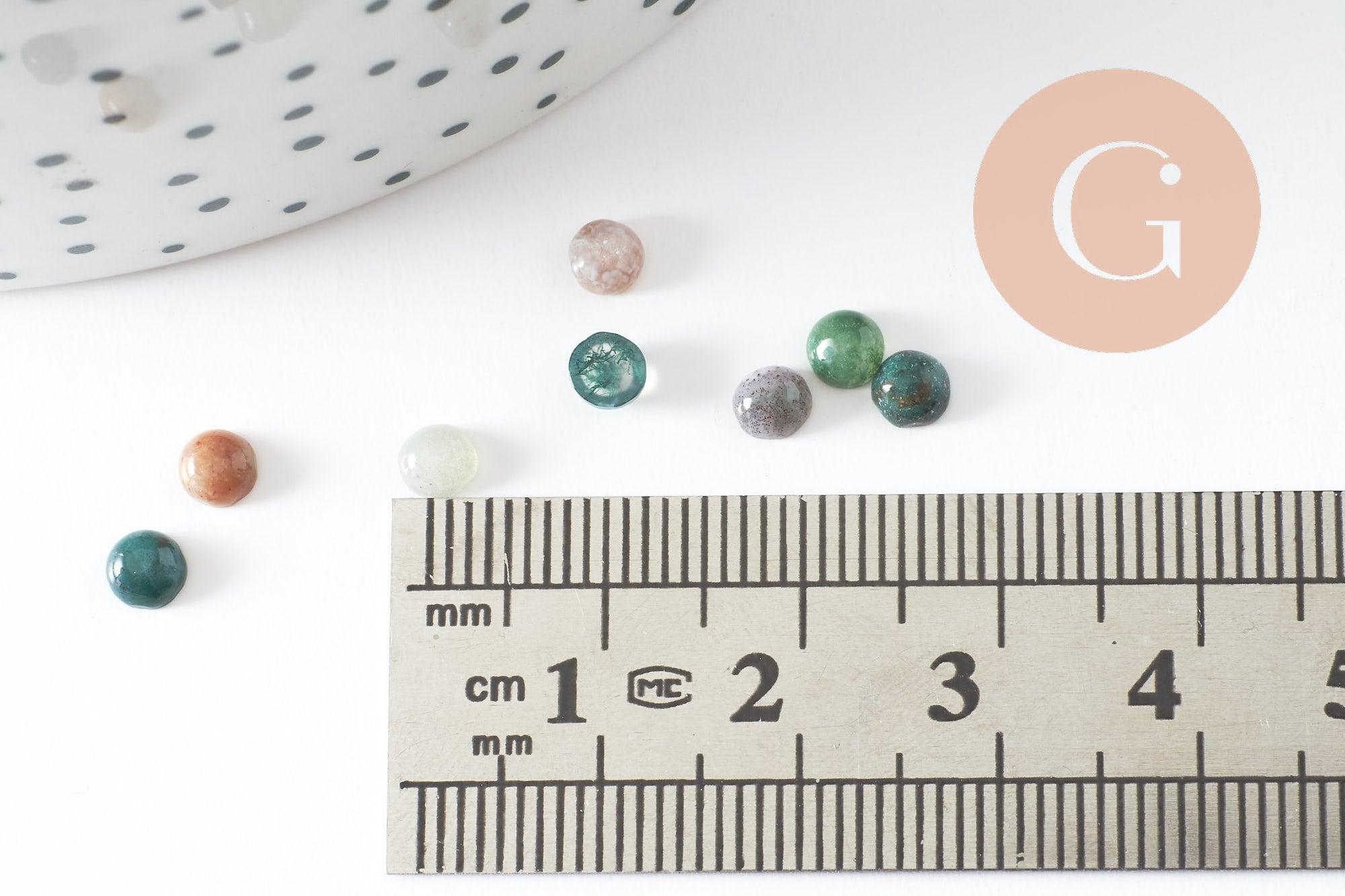 Cabochon rond agate indienne naturelle 4mm, x1 (G10030)