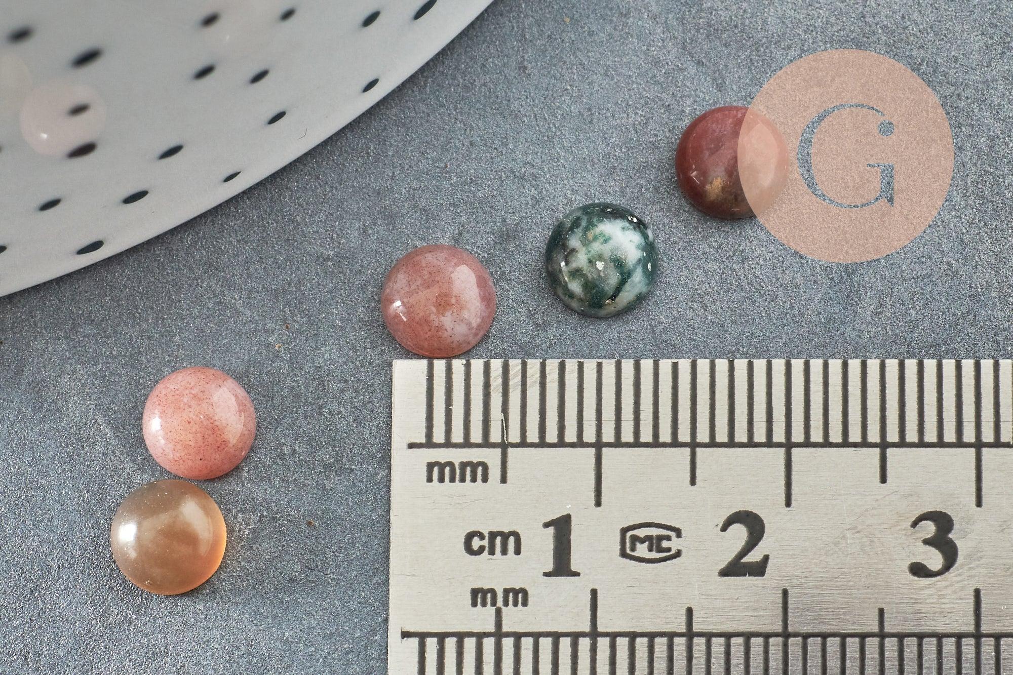 Cabochon rond agate indienne naturelle 6mm, x1 (G1979)
