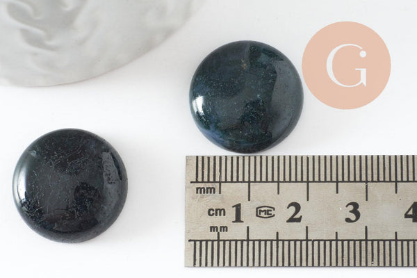 Cabochon rond agate mousse verte 20mm, x1 (G9622)