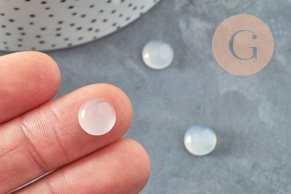 Cabochon rond agate naturelle blanche 10mm, x1 G8688